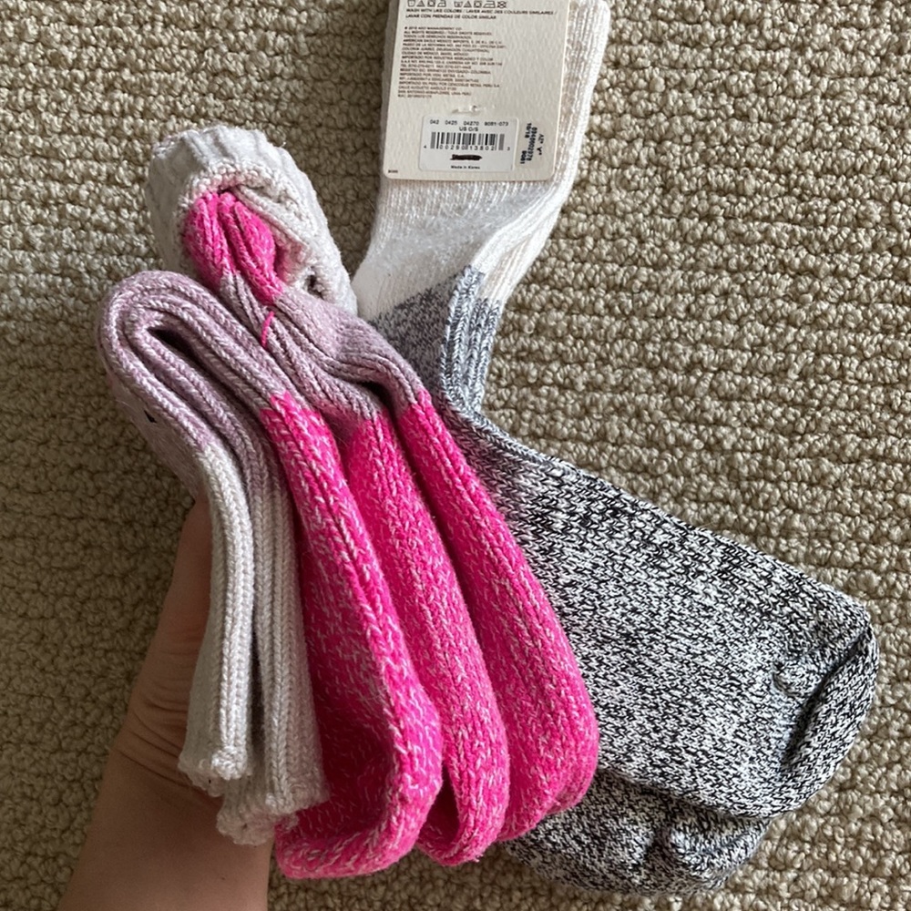 NEW Express American Eagle Crew Socks Long Color Block Knitted Bundle 3 Count - Picture 8 of 8